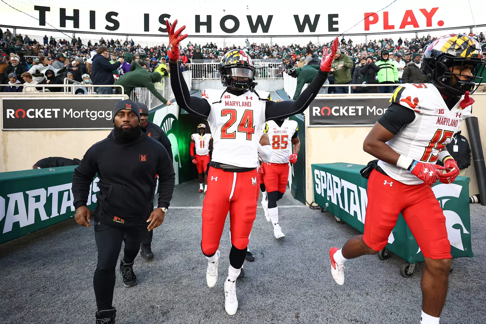 Defensive back Kenny Bennett (24)
Maryland Terrapins vs. #8 Michigan State Spartans at Spartan Stadium in East Lansing, MI on Saturday, Nov. 13, 2021.
Maddie Kyler/Maryland Terrapins
