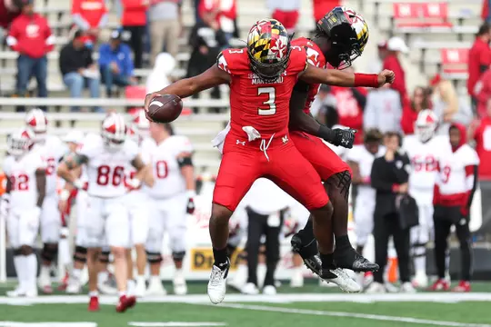 Quarterback Taulia Tagovailoa (3), Wide receiver Rakim Jarrett (5).
Maryland Terrapins vs. Indiana Hoosiers at Capital One Field at Maryland Stadium in College Park, MD on Saturday, Oct. 30, 2021.
Zach Bland/Maryland Terrapins