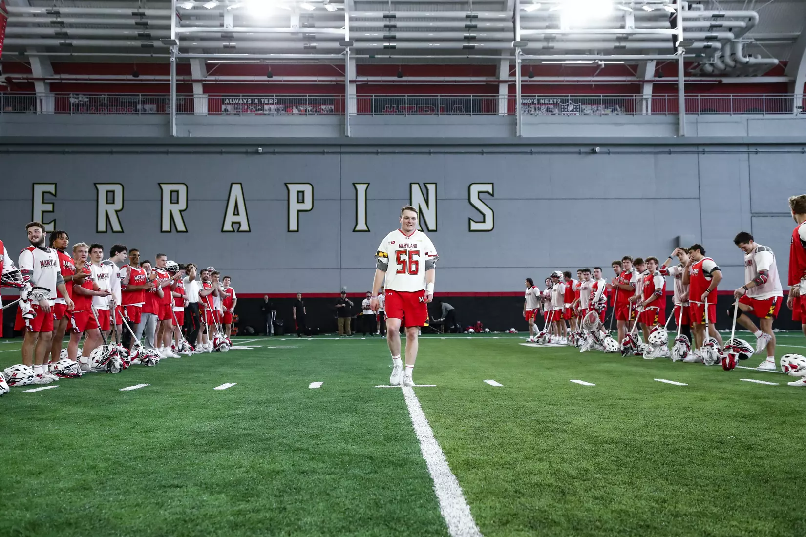Owen Prybylski (56). Maryland Terrapins vs. the Albany Great Danes at Jones-Hill House in College Park, MD on Saturday March 12, 2022. Taylor McLaughlin/Maryland Terrapins