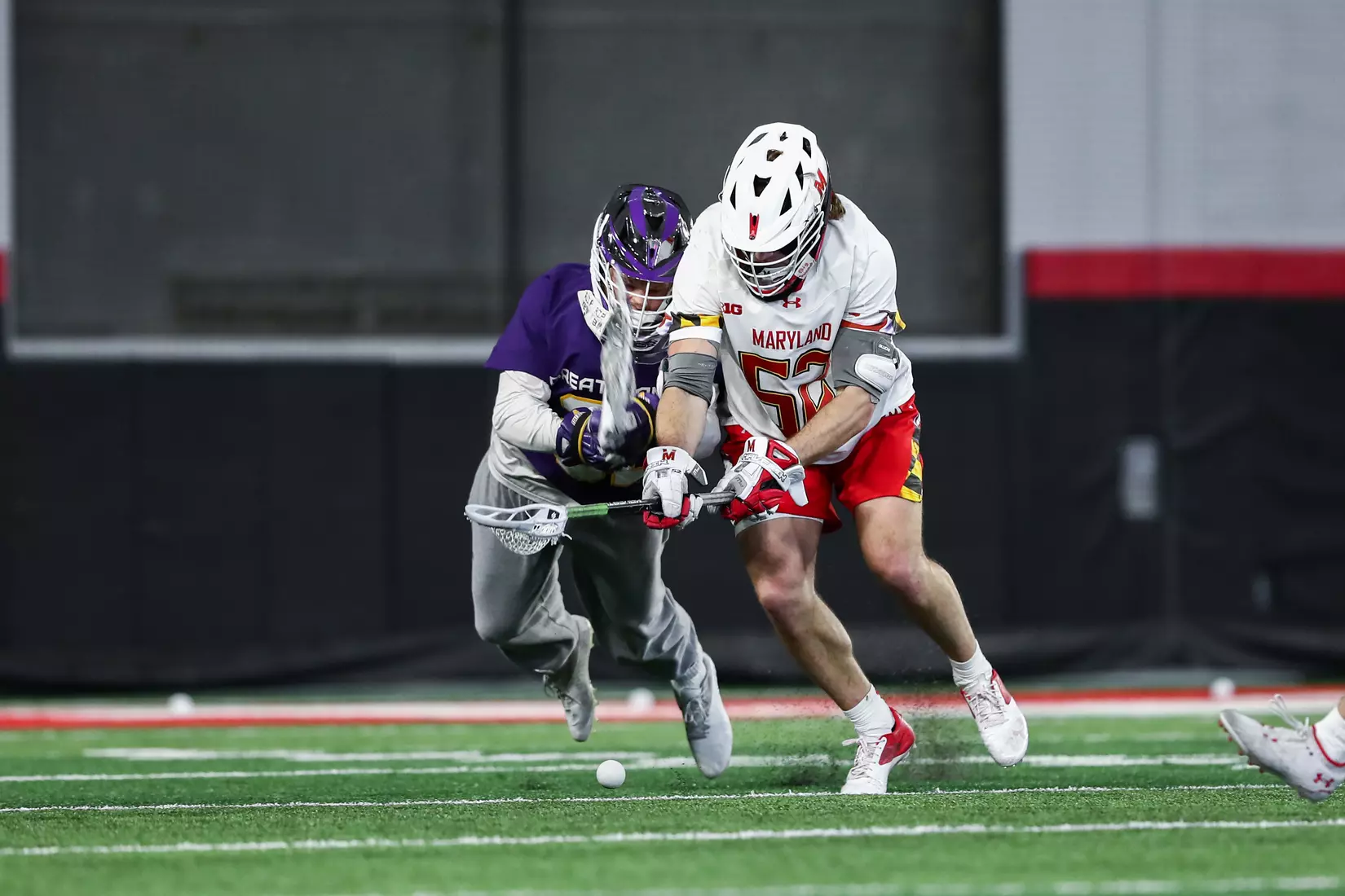 Luke Wierman (52). Maryland Terrapins vs. the Albany Great Danes at Jones-Hill House in College Park, MD on Saturday March 12, 2022. Taylor McLaughlin/Maryland Terrapins