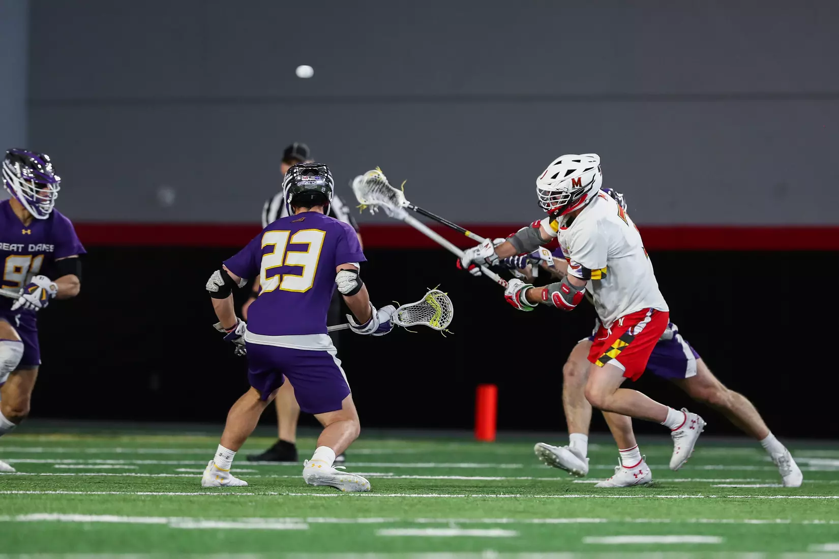 Jonathan Donville (3). Maryland Terrapins vs. the Albany Great Danes at Jones-Hill House in College Park, MD on Saturday March 12, 2022. Taylor McLaughlin/Maryland Terrapins
