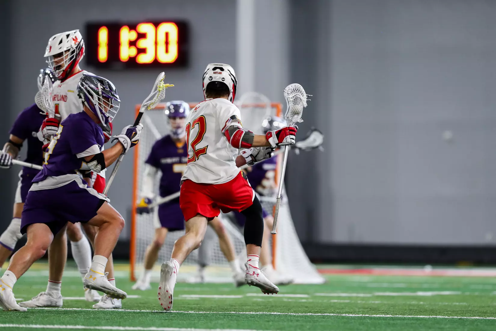 Eric Spanos (12). Maryland Terrapins vs. the Albany Great Danes at Jones-Hill House in College Park, MD on Saturday March 12, 2022. Taylor McLaughlin/Maryland Terrapins