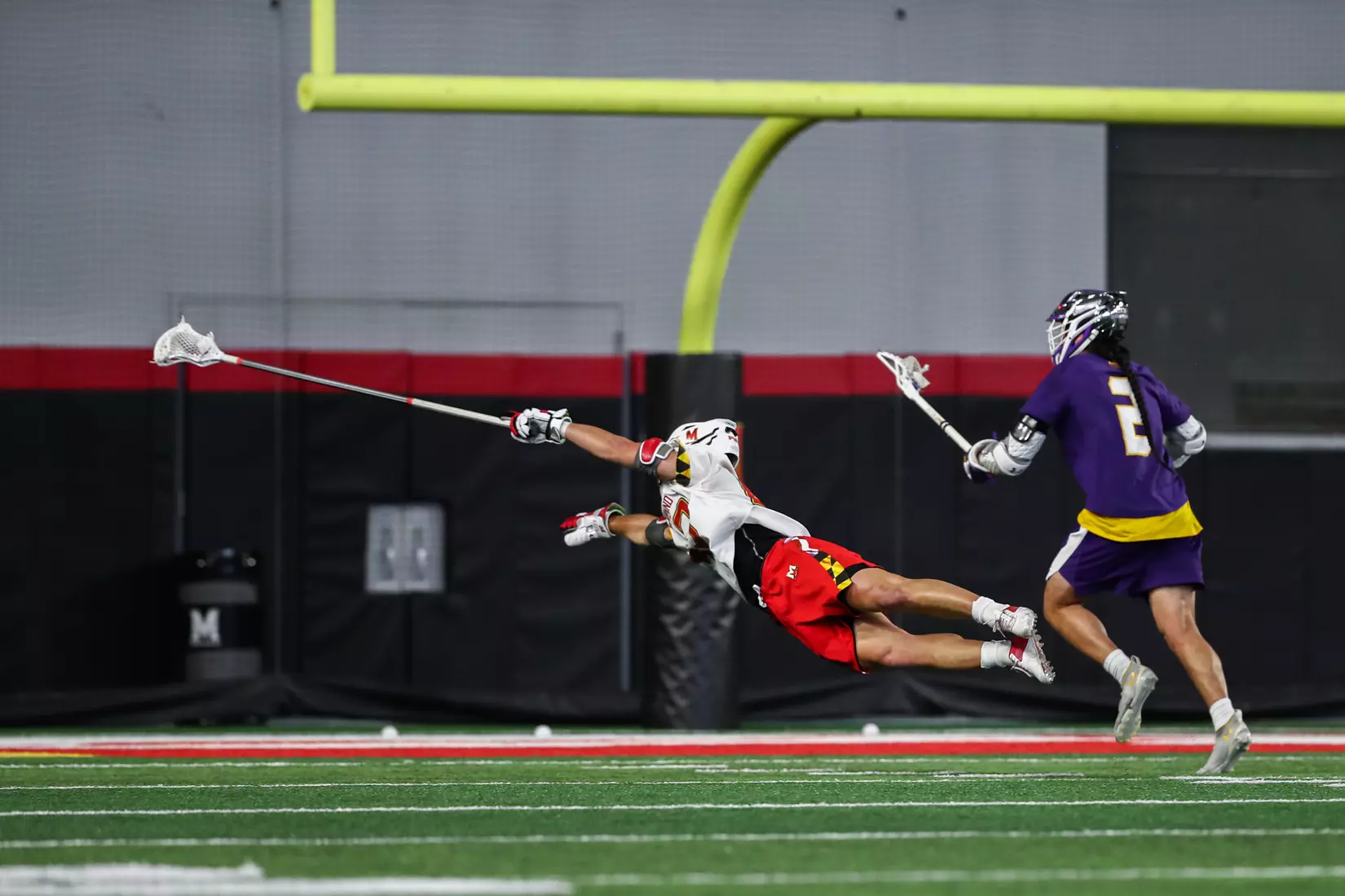 Brett Makar (43). Maryland Terrapins vs. the Albany Great Danes at Jones-Hill House in College Park, MD on Saturday March 12, 2022. Taylor McLaughlin/Maryland Terrapins