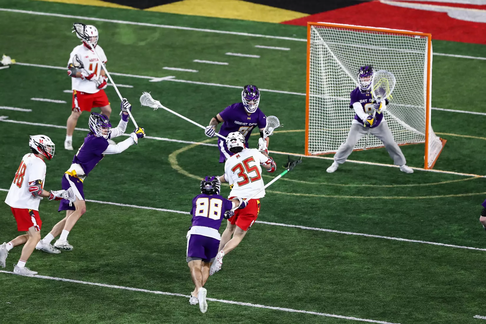 Kevin Tucker (35). Maryland Terrapins vs. the Albany Great Danes at Jones-Hill House in College Park, MD on Saturday March 12, 2022. Taylor McLaughlin/Maryland Terrapins