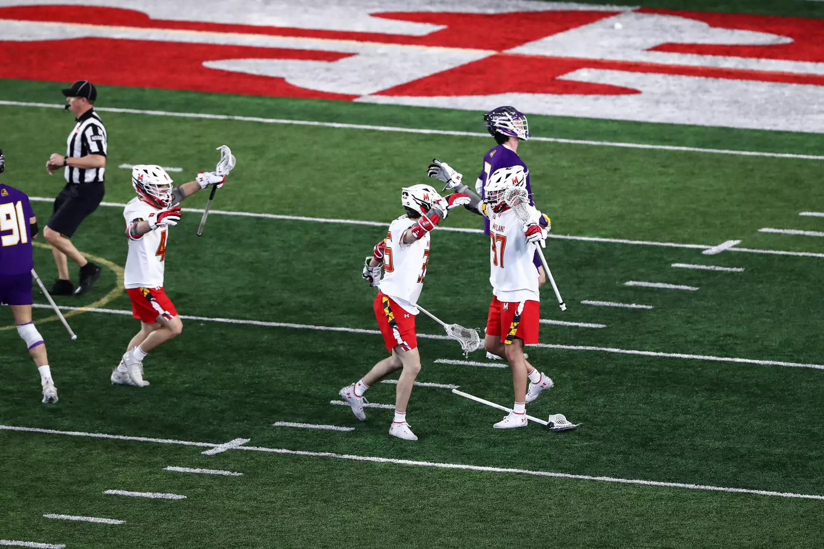 Kevin Tucker (35) and Daniel Matz (37). Maryland Terrapins vs. the Albany Great Danes at Jones-Hill House in College Park, MD on Saturday March 12, 2022. Taylor McLaughlin/Maryland Terrapins