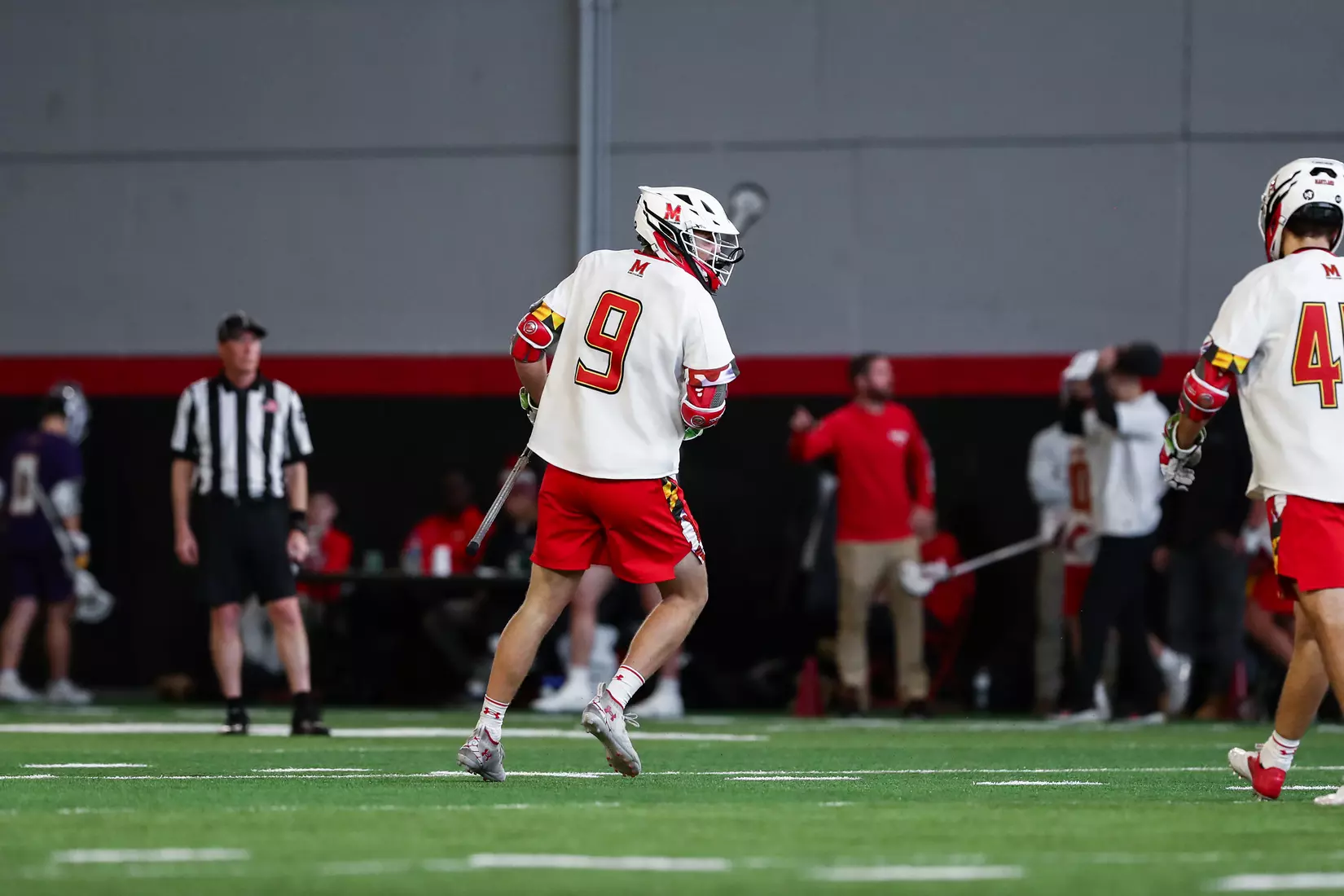 Gabe Goforth (9). Maryland Terrapins vs. the Albany Great Danes at Jones-Hill House in College Park, MD on Saturday March 12, 2022. Taylor McLaughlin/Maryland Terrapins