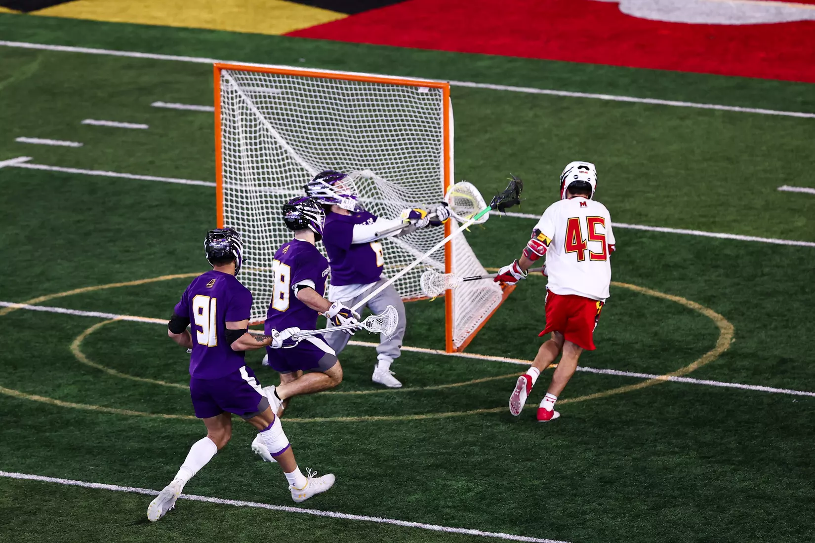Daniel Kelly (45). Maryland Terrapins vs. the Albany Great Danes at Jones-Hill House in College Park, MD on Saturday March 12, 2022. Taylor McLaughlin/Maryland Terrapins