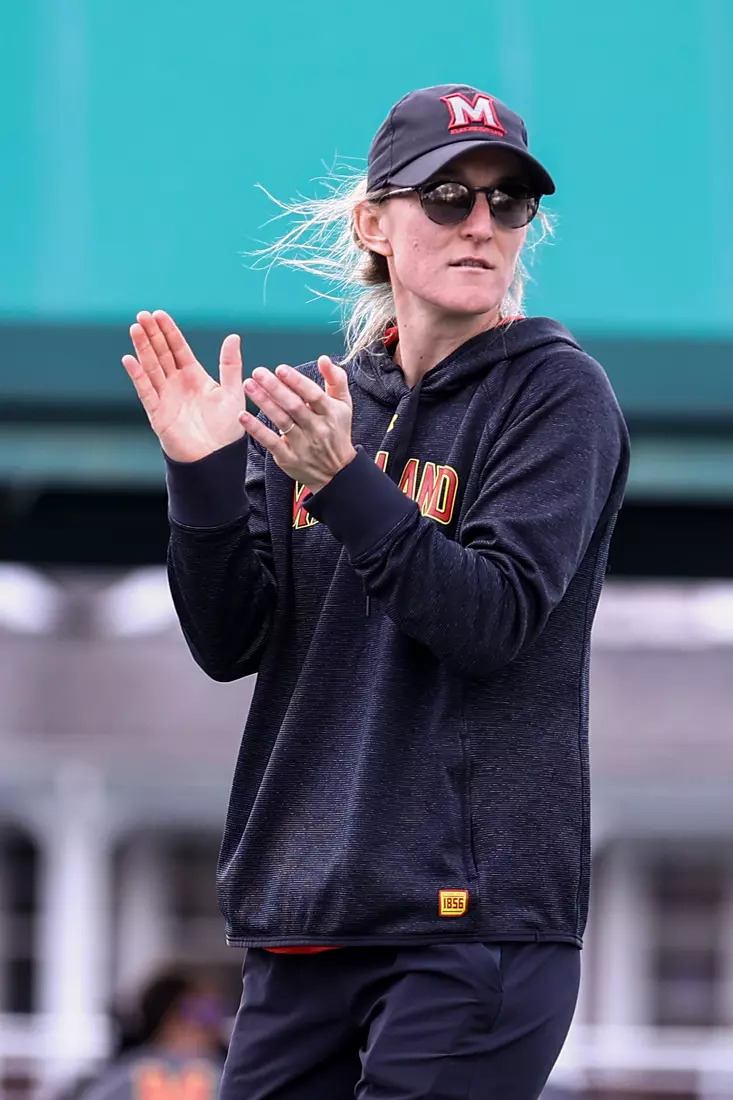 Assistant Coach Ruth Seaborne. Maryland Terrapins vs. Minnesota Golden Gophers in College Park, MD on April 3, 2022. Taylor McLaughlin/Maryland Athletics