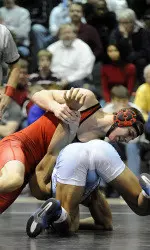 Wrestling Falls Short at No. 11 Oklahoma, 22-15