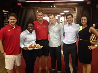 Edsall Visits with Students, Fans at Crab Feast
