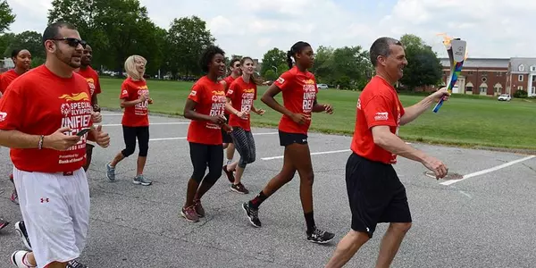 Terps Team Up with Special Olympics for Relay Across America