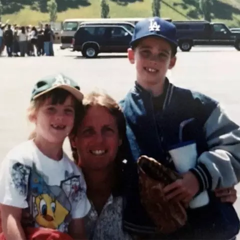Adam Kolarek with his mom and sister