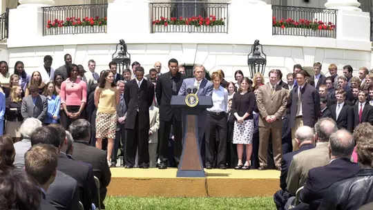 Maryland men's basketball visits the White House after winning the 2002 NCAA title