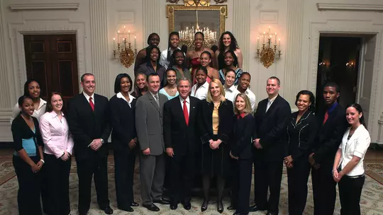Maryland women's basketball visits the White House following its 2006 NCAA title win