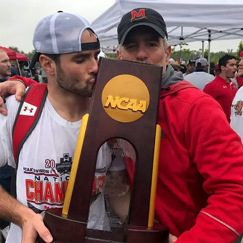 Nick Manis with the 2017 NCAA championship