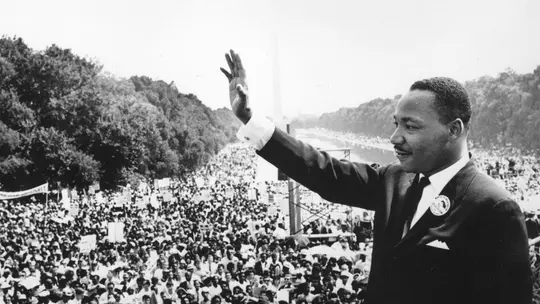 Dr. Martin Luther King Jr. following his "I Have a Dream" speech