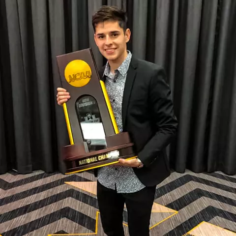 Brayan Padilla with NCAA Championship trophy
