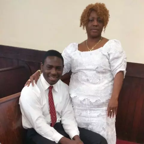 Sam Okauyinonu and his mom