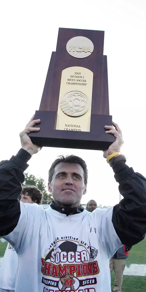 Sasho Cirovski with 2005 NCAA Trophy