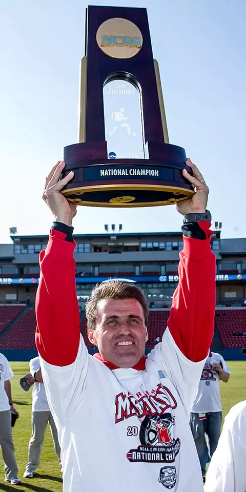 Sasho Cirovski with 2008 NCAA Trophy