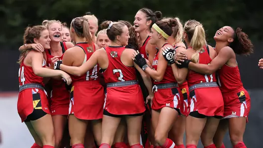 Maryland Field Hockey celebrating a goal