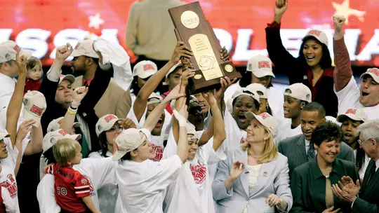 The 2006 Maryland women's basketball team celebrates winning the NCAA title