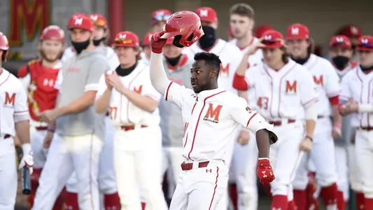 Chris Alleyne celebrates vs. Rutgers 3/12/21