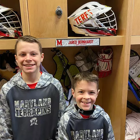 The Mollot boys in the Maryland locker room