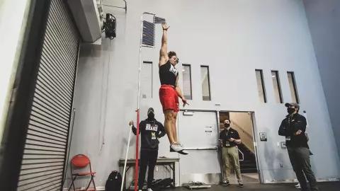Jake Funk at Pro Day workouts