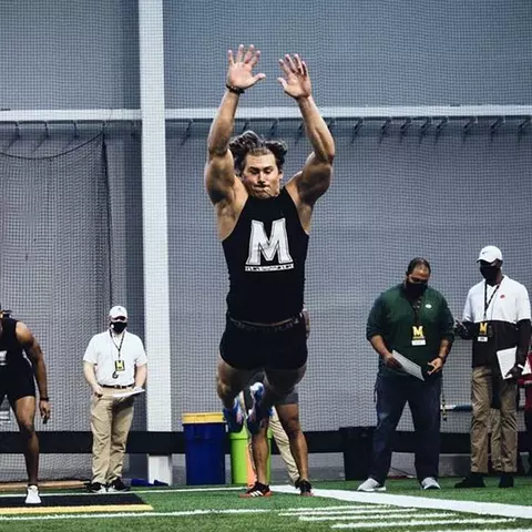 Jake Funk at Pro Day workouts