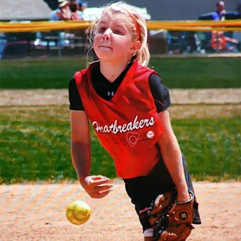 Sami Main pitching as a 10-year-old