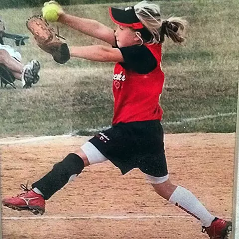 Sami Main pitching as a 7-year-old