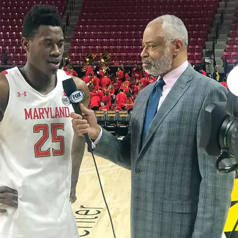 Len Elmore with Jalen Smith