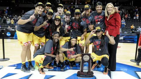 Malina Howard celebrating 2014 Final Four berth
