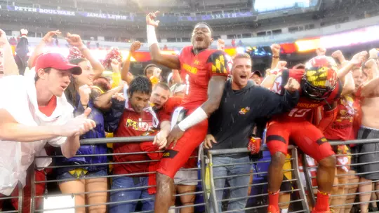 Stefon Diggs celebrates winning over WVU in 2013