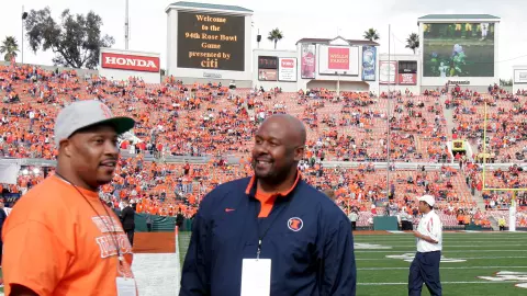 Michael Locksley at the Rose Bowl with Illinois