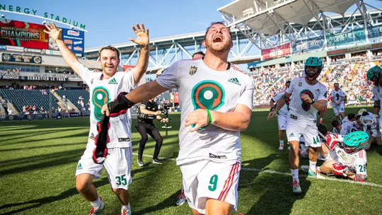 Kyle Bernlohr and Matt Rambo celebrate after winning the inaugural PLL Championship in 2019