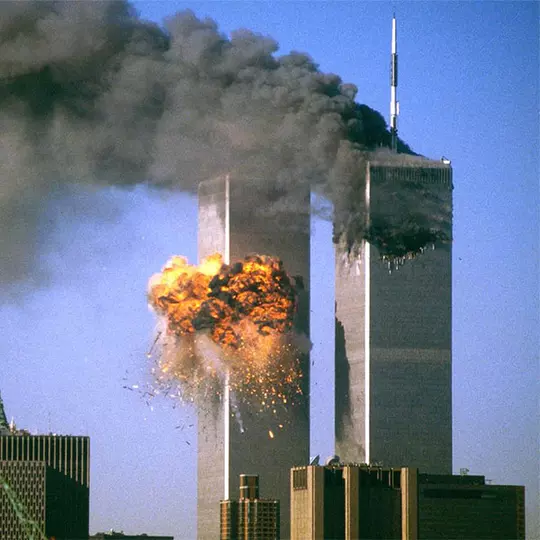 South Tower in flames on Sept. 11, 2001