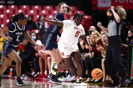 Ashley Owusu (15). NCAA WBB: #10 Maryland Terrapins vs. Penn State Nittany Lions at XFINITY Center in College Park, MD on Thursday, Jan. 6, 2022. Zach Bland/Maryland Terrapins