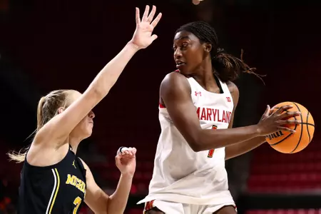 Diamond Miller (1)#8 Maryland Terrapins vs. #11 Michigan Wolverines at XFINITY Center in College Park, MD on Sunday, Jan. 16, 2022. Zach Bland/Maryland Terrapins