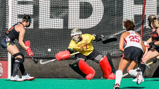 Ohio State vs Maryland in the 2022 Big Ten field hockey tournament Thursday, Nov. 3, 2022, in Columbus, Ohio. (Photo/Jay LaPrete)