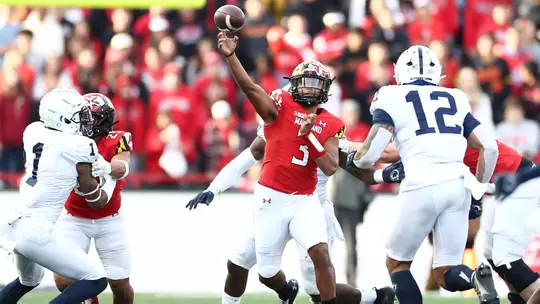 Quarterback Taulia Tagovailoa (3)Maryland Terrapins vs. No. 22 Penn State Nittany Lions at Capital One Field at Maryland Stadium in College Park, MD on Saturday, Nov. 6, 2021. Zach Bland/Maryland Terrapins