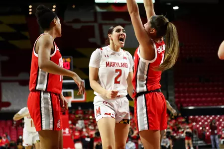 Mimi Collins (2). Maryland Terrapins vs. Ohio State Buckeyes at Xfinity Center in College Park, MD. February 17th, 2022.Taylor McLaughlin/Maryland Terrapins