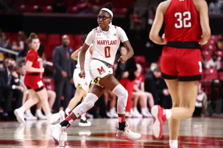 Shyanne Sellers (0)#17 Maryland Terrapins vs. Nebraska Cornhuskers at XFINITY Center in College Park, MD on Sunday, Feb. 6, 2022. Zach Bland/Maryland Terrapins