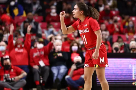 Katie Benzan (11)#13 Maryland Terrapins vs. #10 Indiana Hoosiers at XFINITY Center in College Park, IN on Friday, Feb. 25, 2022. Zach Bland/Maryland Terrapins