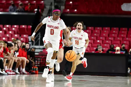Shyanne Sellers (0). Maryland Terrapins vs. Ohio State Buckeyes at Xfinity Center in College Park, MD. February 17th, 2022.Taylor McLaughlin/Maryland Terrapins