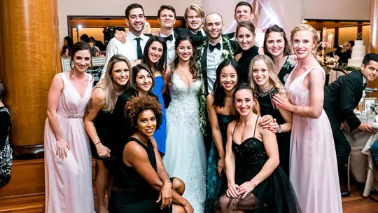 Becca and Jimmy Reed with Terps at their wedding