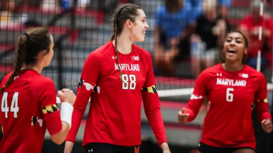 Middle blocker Anastasia Russ (88)Maryland Terrapins vs. New Hampshire at The Pavilion in College Park, MD on Friday, Aug. 26, 2022. Mackenzie Miles/Maryland Terrapins