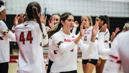 Defensive specialist Lexy Finnerty (5) Maryland Terrapins vs. Navy at The Pavilion in College Park, MD on Friday, Aug. 26, 2022. Mackenzie Miles/Maryland Terrapins