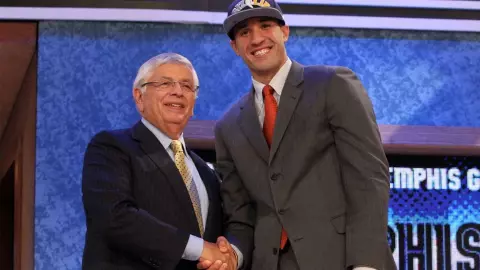 Greivis Vasquez with Commissioner Stern